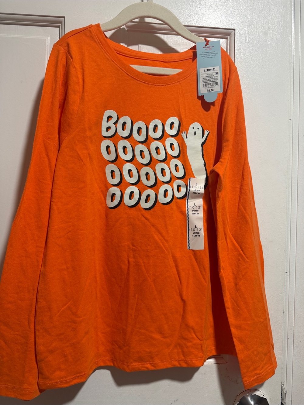 Cat & Jack Orange Long-Sleeve Ghost 'Boooo' Tee